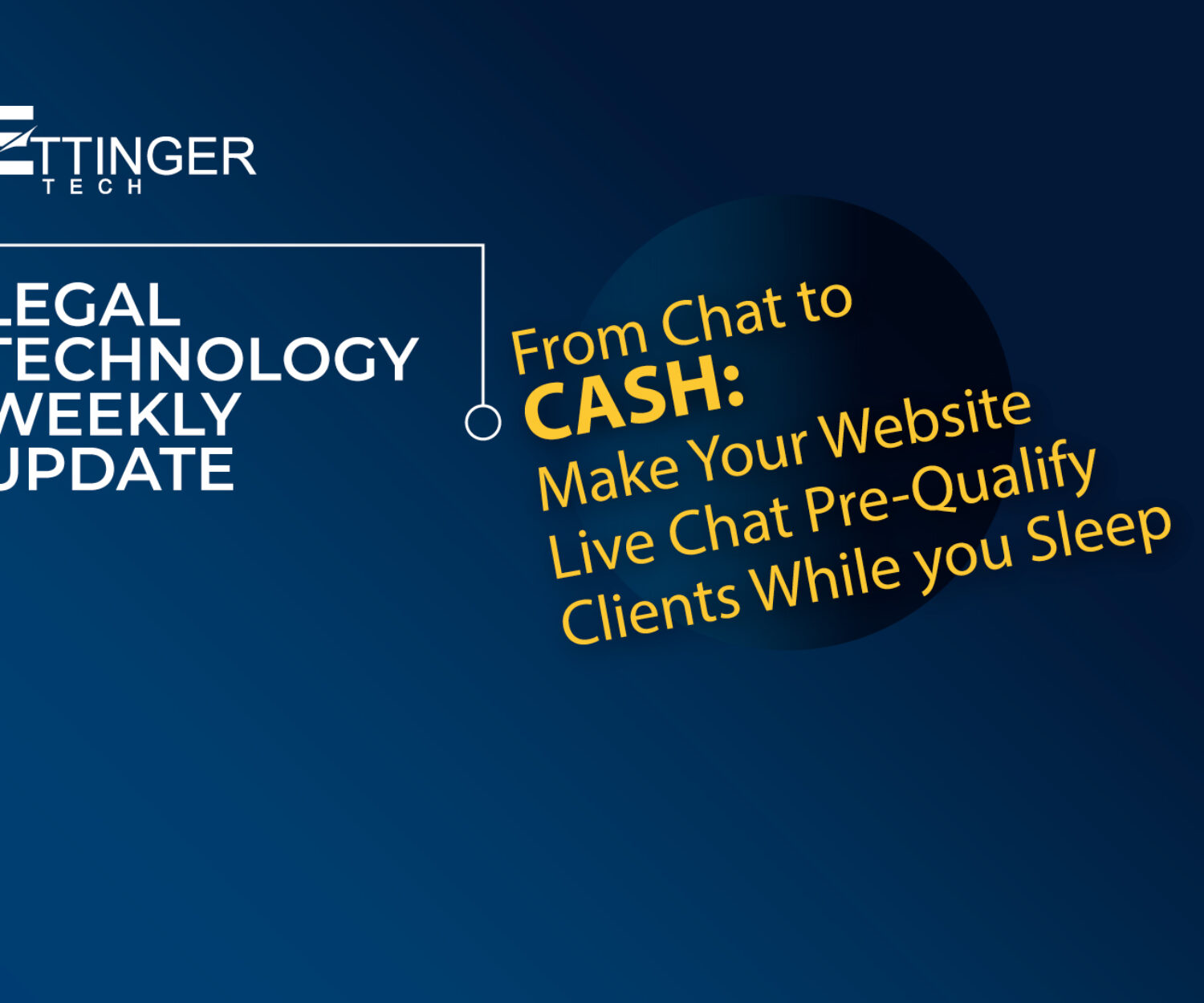 Lawmatics and LiveChat workflow graphic showing Ettinger Tech's process for automating law firm client intake and pre-qualifying leads 24/7.